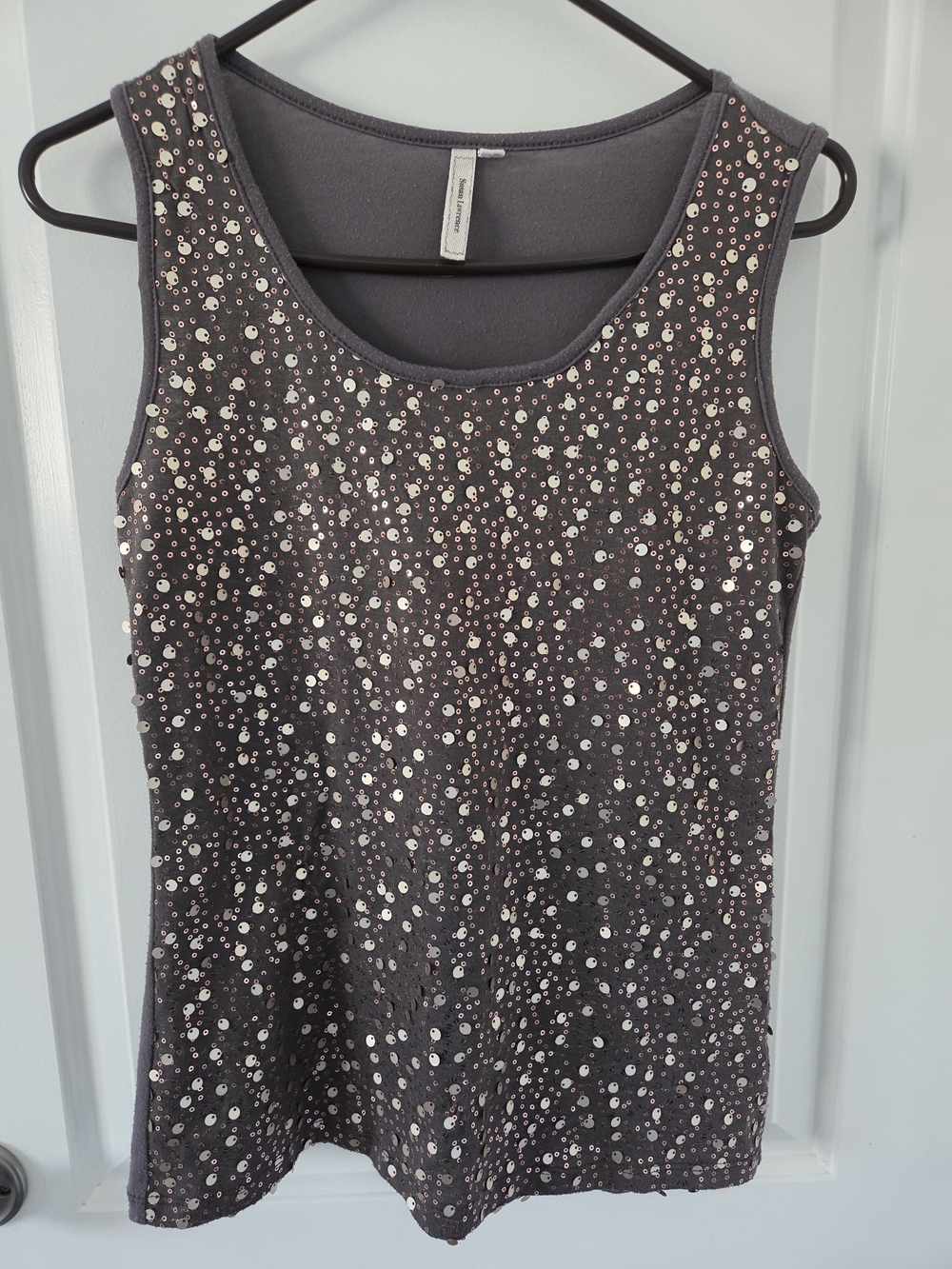 Like New>>Susan Lawrence Taupe/Gray Sequin Tank Top Sz. Small